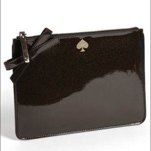 Kate Spade Black Glitter Bug Zip Clutch NWT